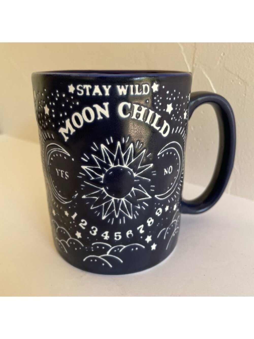 Stay Wild Moon Child Dark Blue Celestial Stars Boho Coffee Tea Mug Cup 16 oz